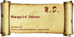 Mangold Dénes névjegykártya